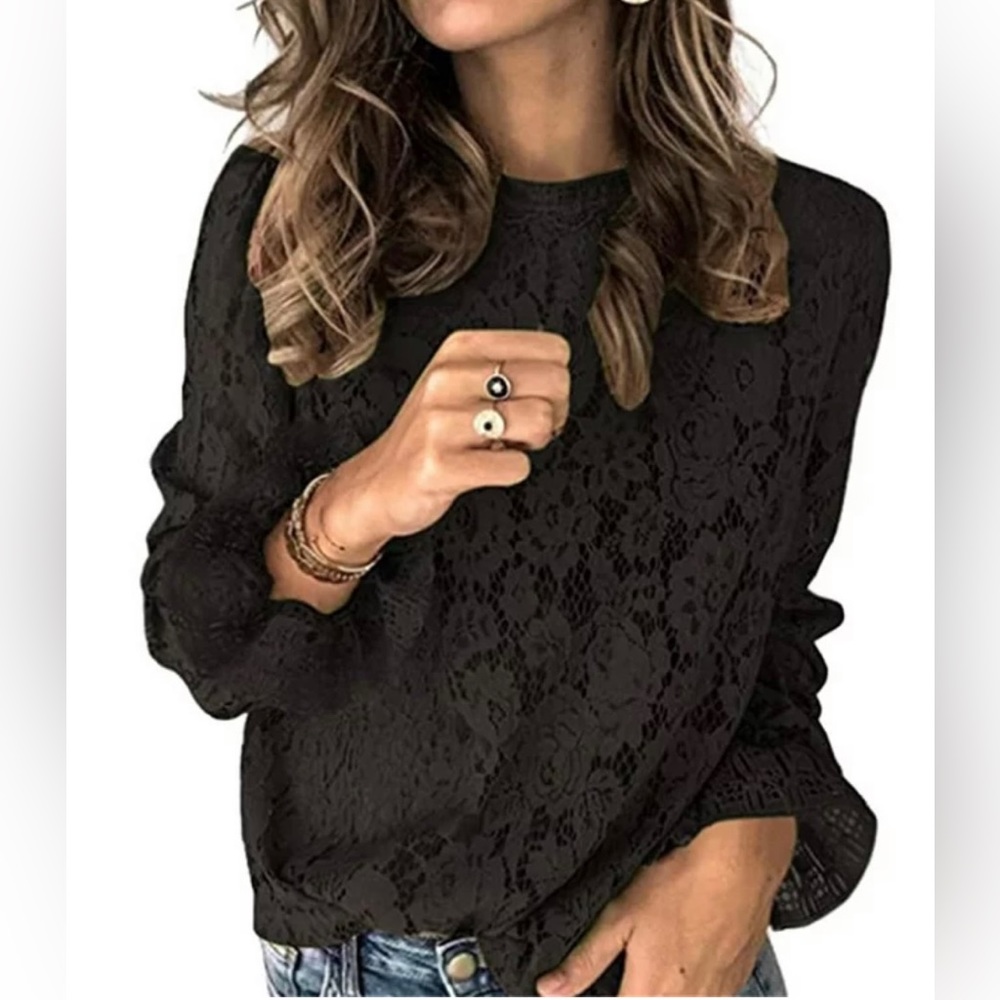 Black lace blouse size L